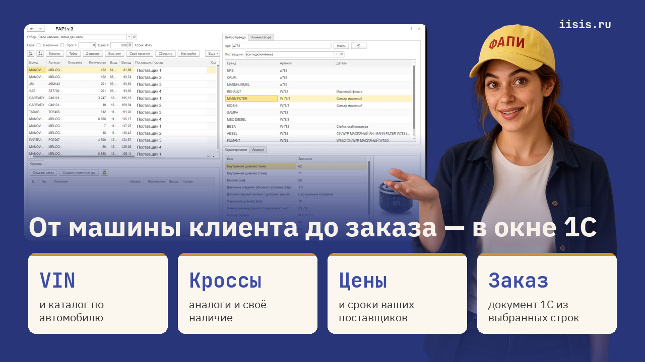 Цены поставщиков автозапчастей в 1С: от машины до заказа